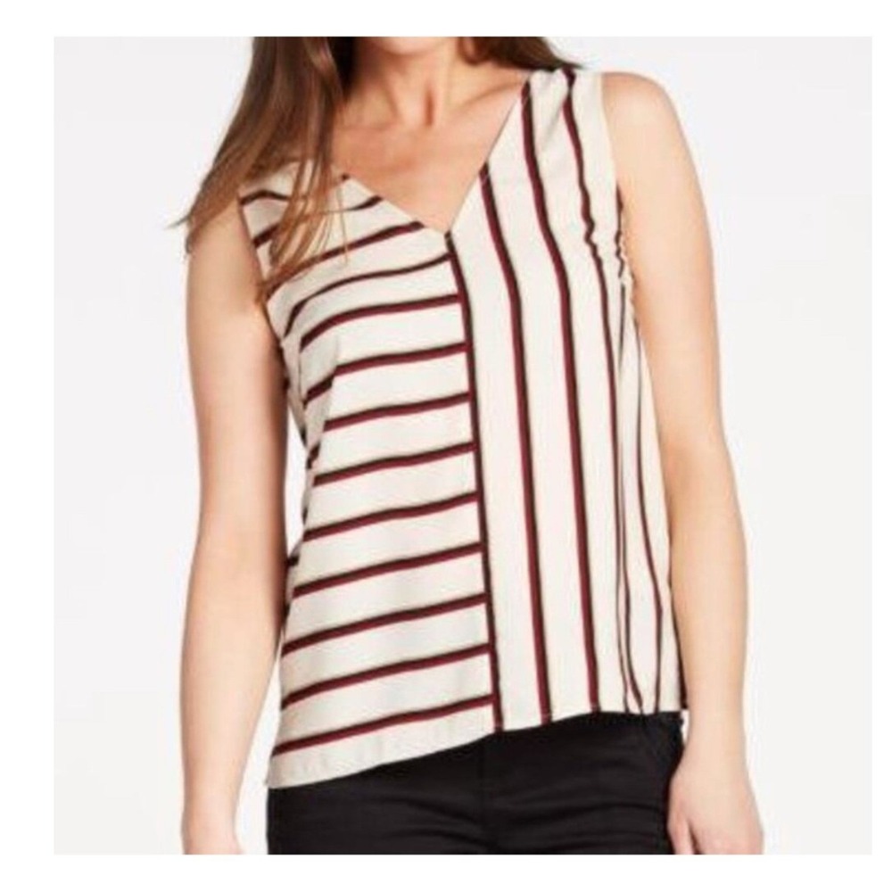 Anthropologie Sunday In Brooklyn Cream Mix Stripe V-Neck Pullover Tank Top Small